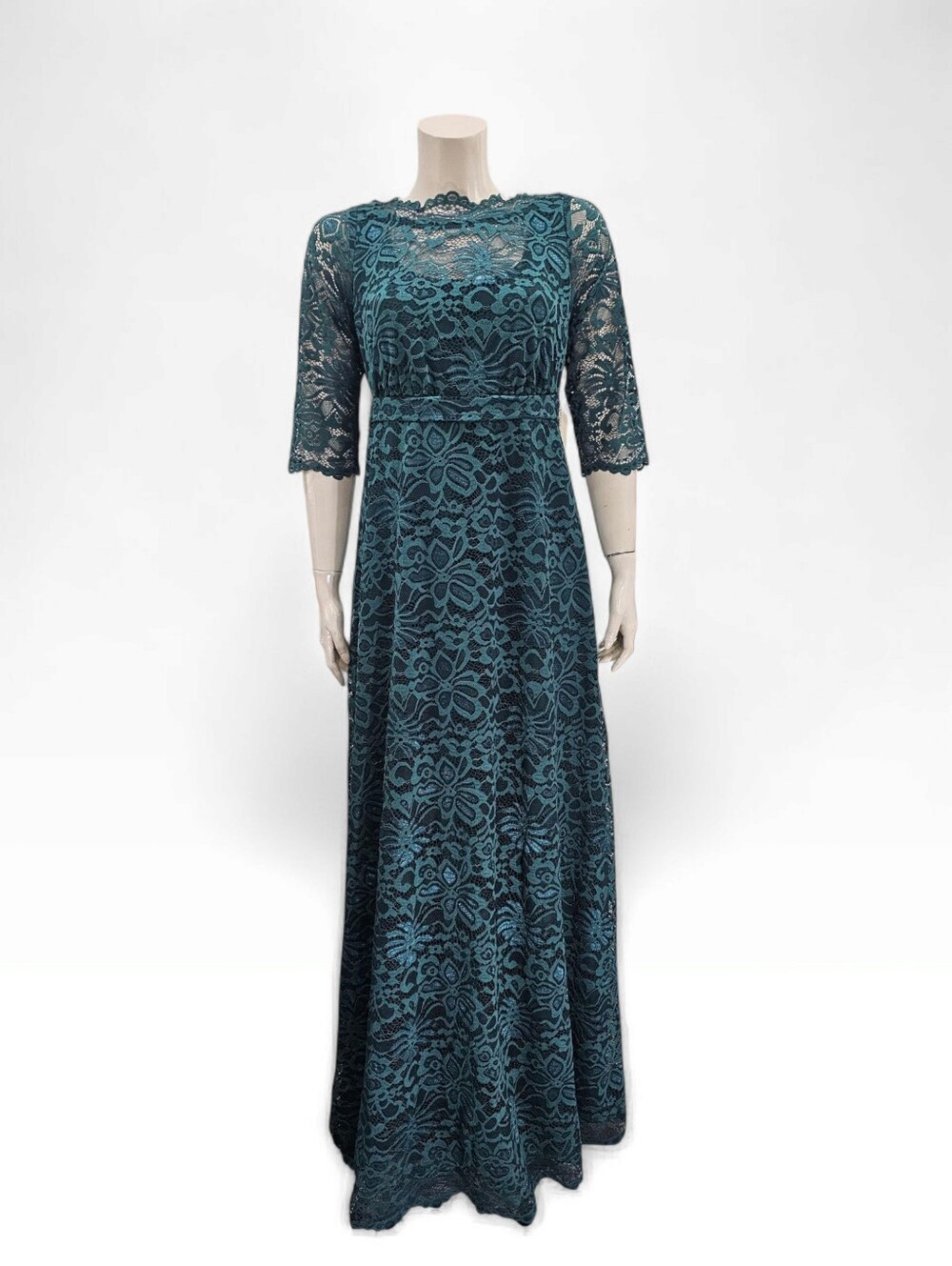 Nwt KIYONNA Leona Lace Overlay Elbow Sleeves Evening Gown in Green 0X